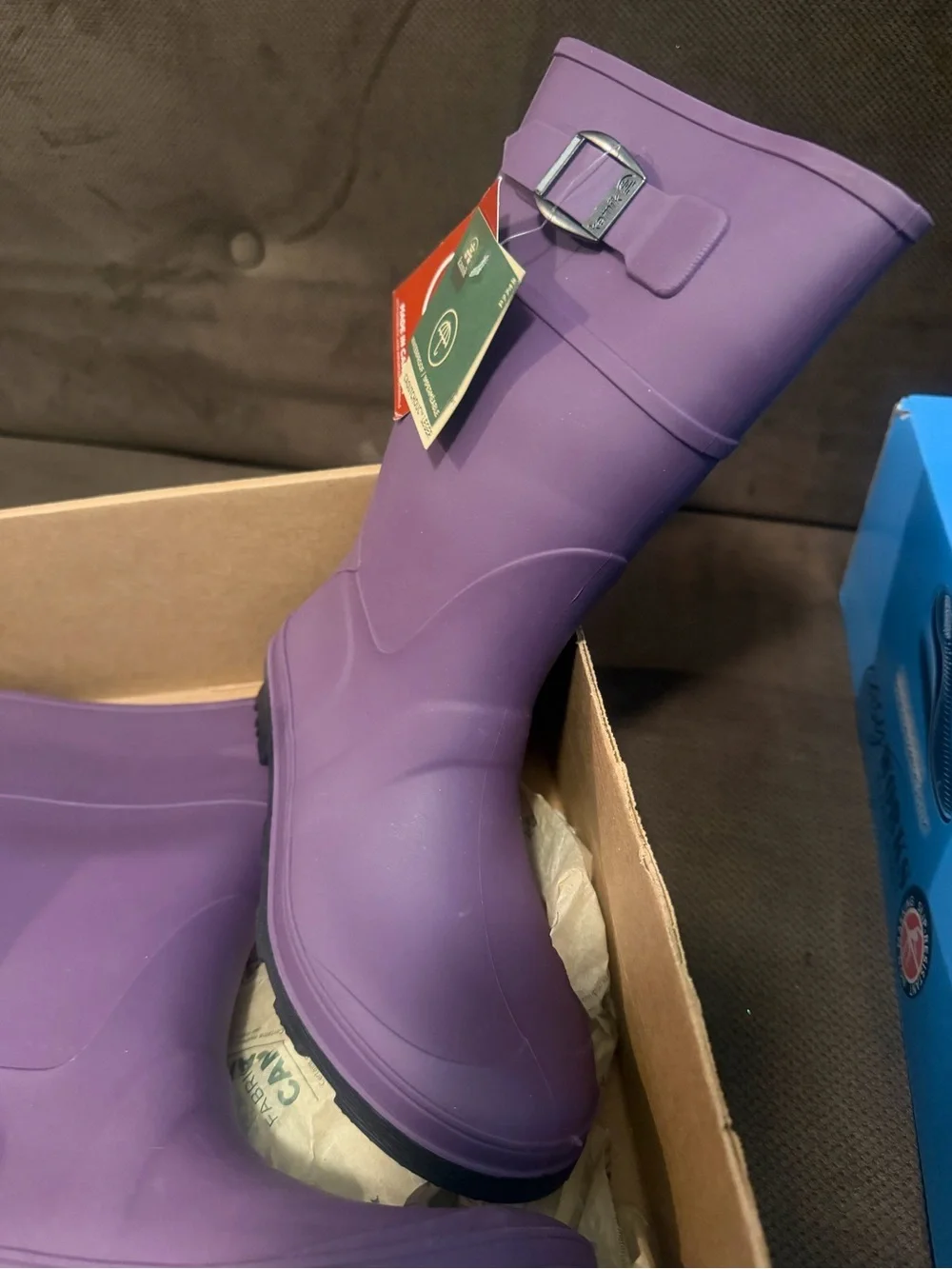 Kamik Purple Raindrops Kids Rain Boots with Adjustable Buckle